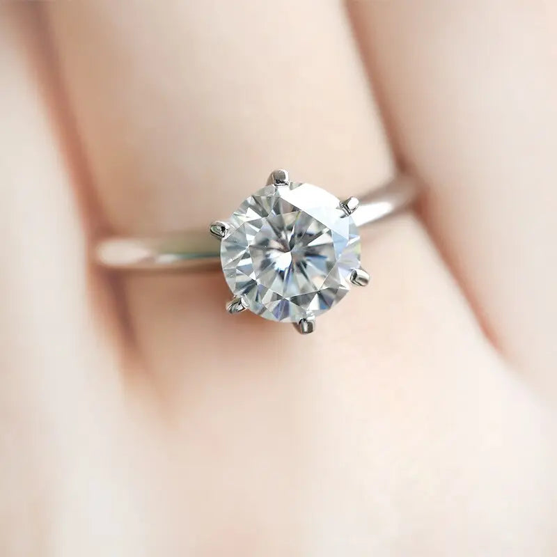 14k White Gold Solitaire Moissanite Ring 2ct Moissanite Engagement Rings & Jewelry | Luxus Moissanite /  1k Engagement Ring 