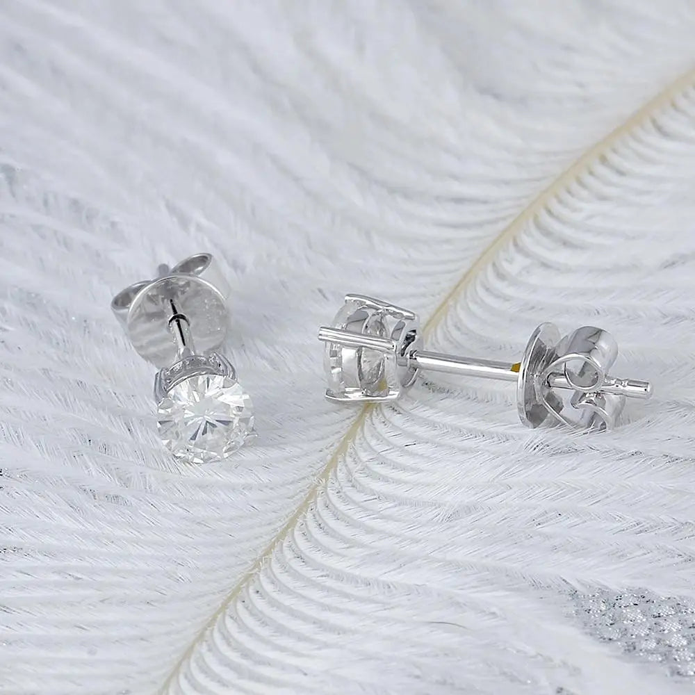 14k White Gold Stud Moissanite Earrings 0.5ctw - 2ctw Options Moissanite Engagement Rings & Jewelry | Luxus Moissanite | Most Attractive Earrings