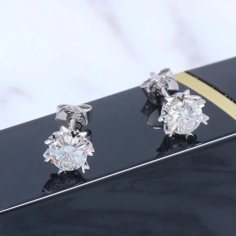 14k White Gold Stud Moissanite Earrings 1.2ctw Moissanite Engagement Rings & Jewelry | Luxus Moissanite