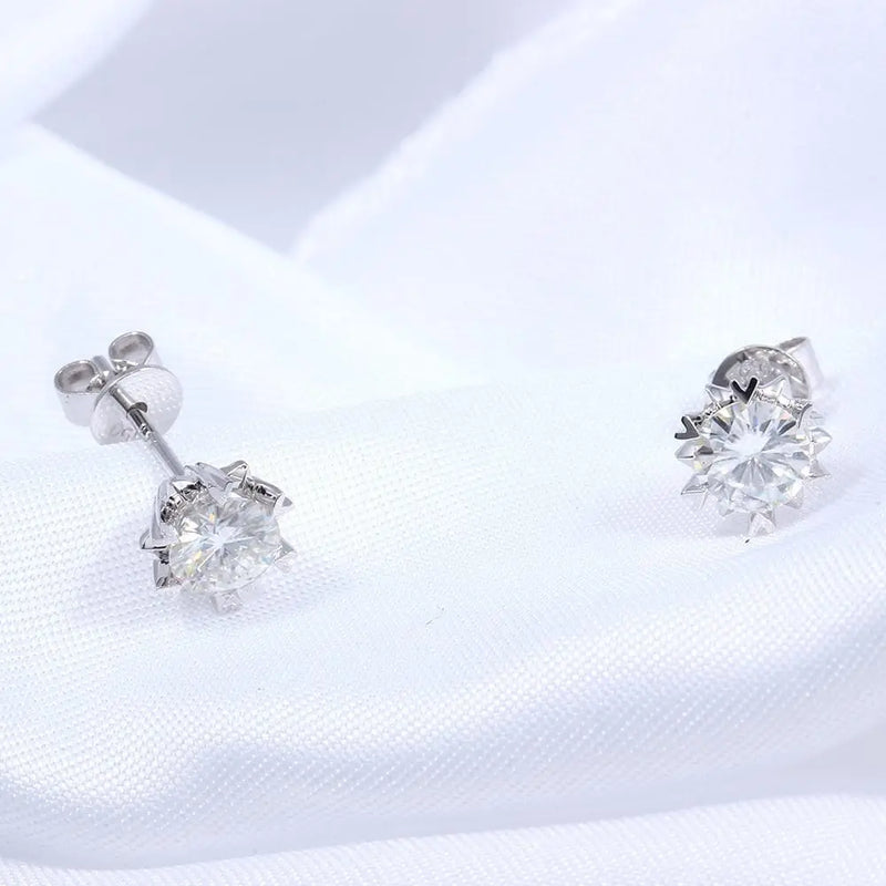 14k White Gold Stud Moissanite Earrings 1.2ctw Moissanite Engagement Rings & Jewelry | Luxus Moissanite