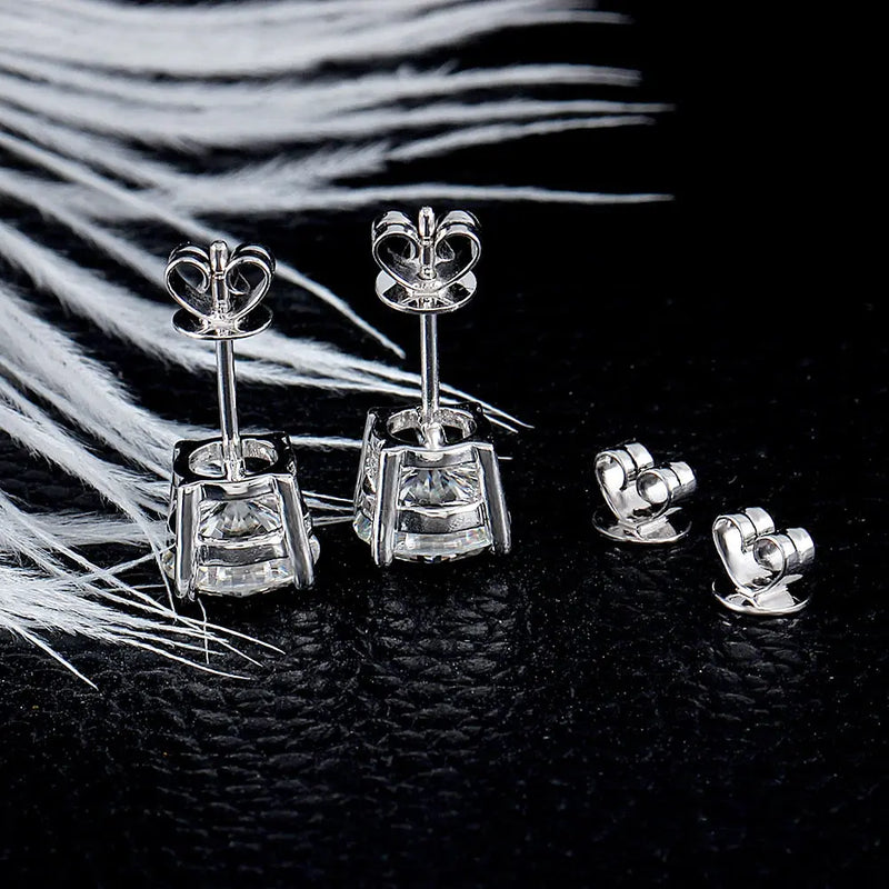 14k White Gold Stud Moissanite Earrings 2.4ctw Moissanite Engagement Rings & Jewelry | Luxus Moissanite