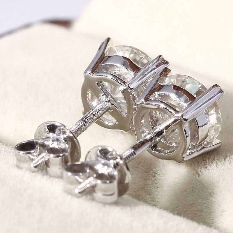 14k White Gold Stud Moissanite Earrings 2ctw Moissanite Engagement Rings & Jewelry | 14K Stud Earrings |Luxus Moissanite