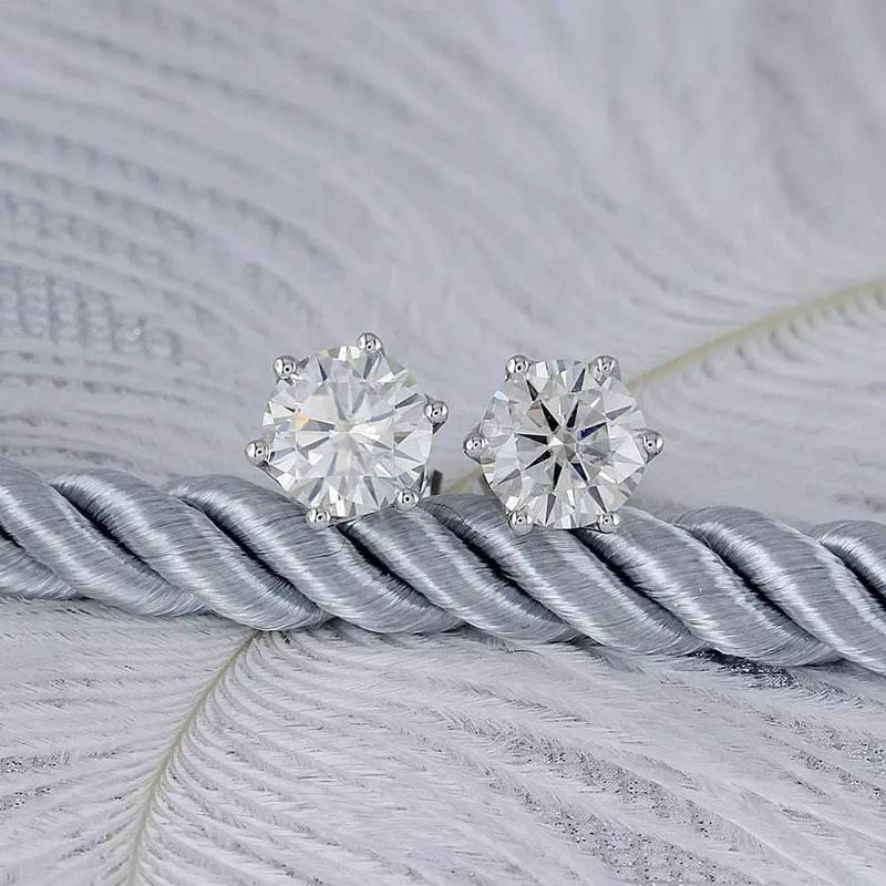 14k White Gold Stud Moissanite Earrings 2ctw Moissanite Engagement Rings & Jewelry | Premium Moissanite Earrings |Luxus Moissanite
