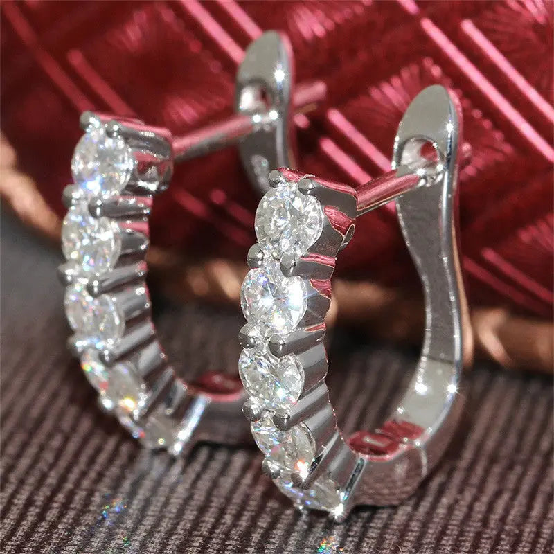14k White Gold U Hoop Moissanite Earrings 1.1ctw Moissanite Engagement Rings & Jewelry | Luxus Moissanite