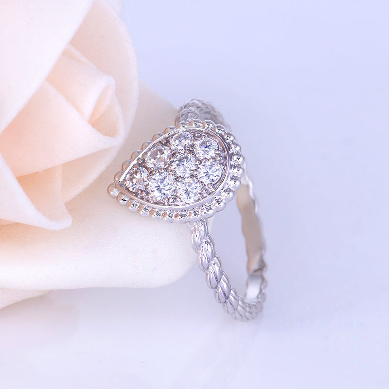 14k White Gold Unique Moissanite Ring 0.45ct Total Moissanite Engagement Rings & Jewelry | Luxus Moissanite