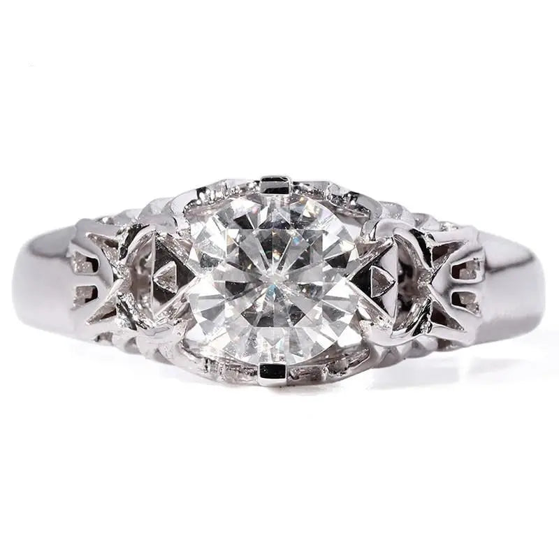 14k White Gold Unique Triforce Moissanite Ring 1ct Moissanite Engagement Rings & Jewelry | Luxus Moissanite