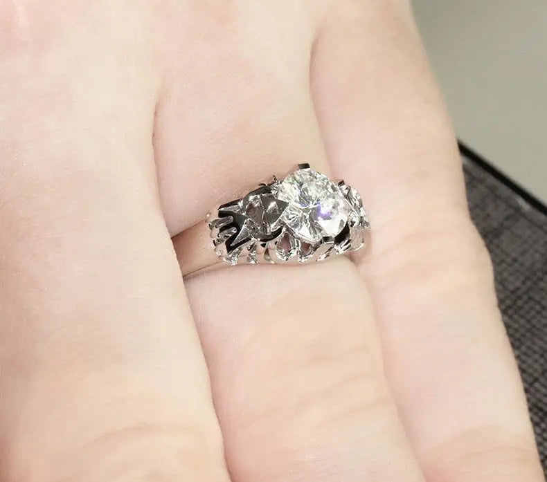 14k White Gold Unique Triforce Moissanite Ring 1ct Moissanite Engagement Rings & Jewelry | Luxus Moissanite