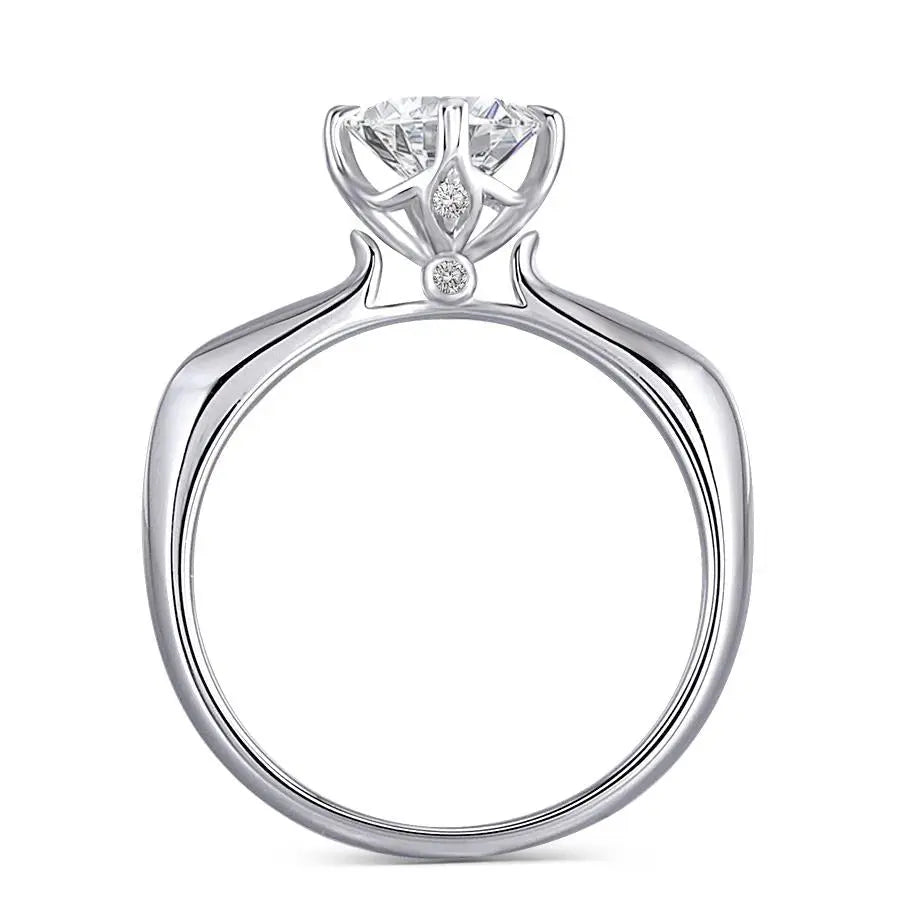 14k White Gold Vintage Moissanite Ring 1ct Center Stone Moissanite Engagement Rings & Jewelry | Luxus Moissanite Vintage Style White Gold Engagement Ring