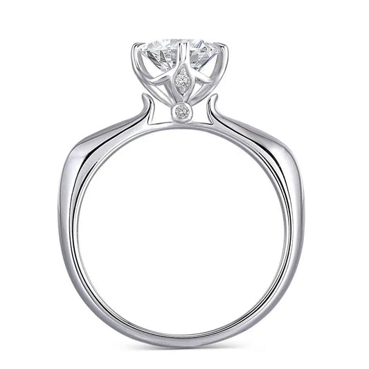 14k White Gold Vintage Moissanite Ring 1ct Center Stone Moissanite Engagement Rings & Jewelry | Luxus Moissanite Vintage Style White Gold Engagement Ring