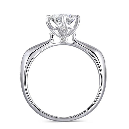 14k White Gold Vintage Moissanite Ring 1ct Center Stone Moissanite Engagement Rings & Jewelry | Luxus Moissanite Vintage Style White Gold Engagement Ring