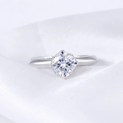 14k White Gold Vintage Moissanite Ring 1ct Center Stone Moissanite Engagement Rings & Jewelry | Luxus Moissanite Vintage Style White Gold Engagement Ring