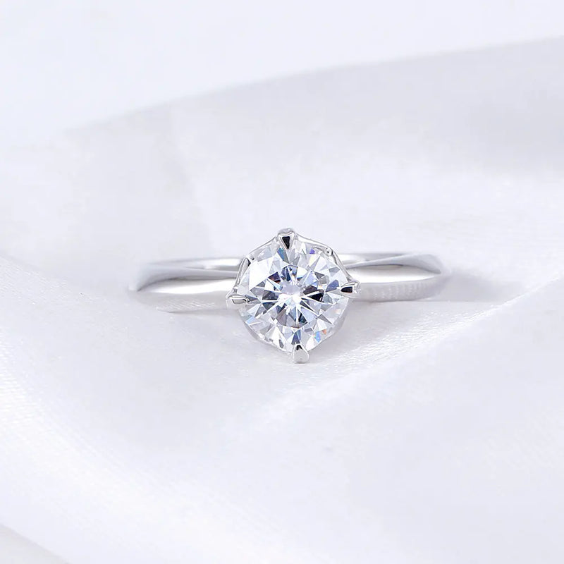 14k White Gold Vintage Moissanite Ring 1ct Center Stone Moissanite Engagement Rings & Jewelry | Luxus Moissanite
