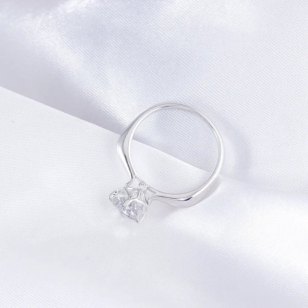 14k White Gold Vintage Moissanite Ring 1ct Center Stone Moissanite Engagement Rings & Jewelry | Luxus Moissanite Vintage Style White Gold Engagement Ring