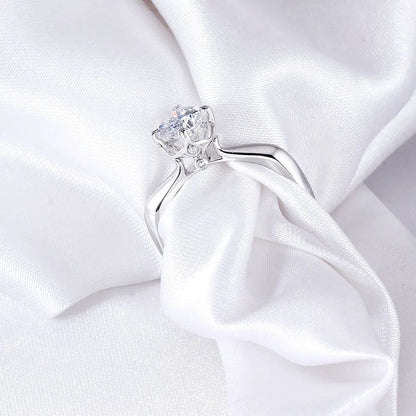 14k White Gold Vintage Moissanite Ring 1ct Center Stone Moissanite Engagement Rings & Jewelry | Luxus Moissanite Vintage Style White Gold Engagement Ring