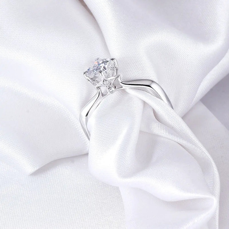14k White Gold Vintage Moissanite Ring 1ct Center Stone Moissanite Engagement Rings & Jewelry | Luxus Moissanite