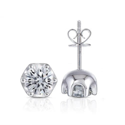 14k White Gold & Platinum Plated Silver Moissanite Stud Earrings 2ctw Moissanite Engagement Rings & Jewelry | Luxus Moissanite | Best Earrings
