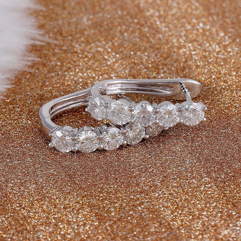 14k White Gold & Platinum Plated Silver U Hoop Moissanite Earrings 2ctw Moissanite Engagement Rings & Jewelry | Luxus Moissanite