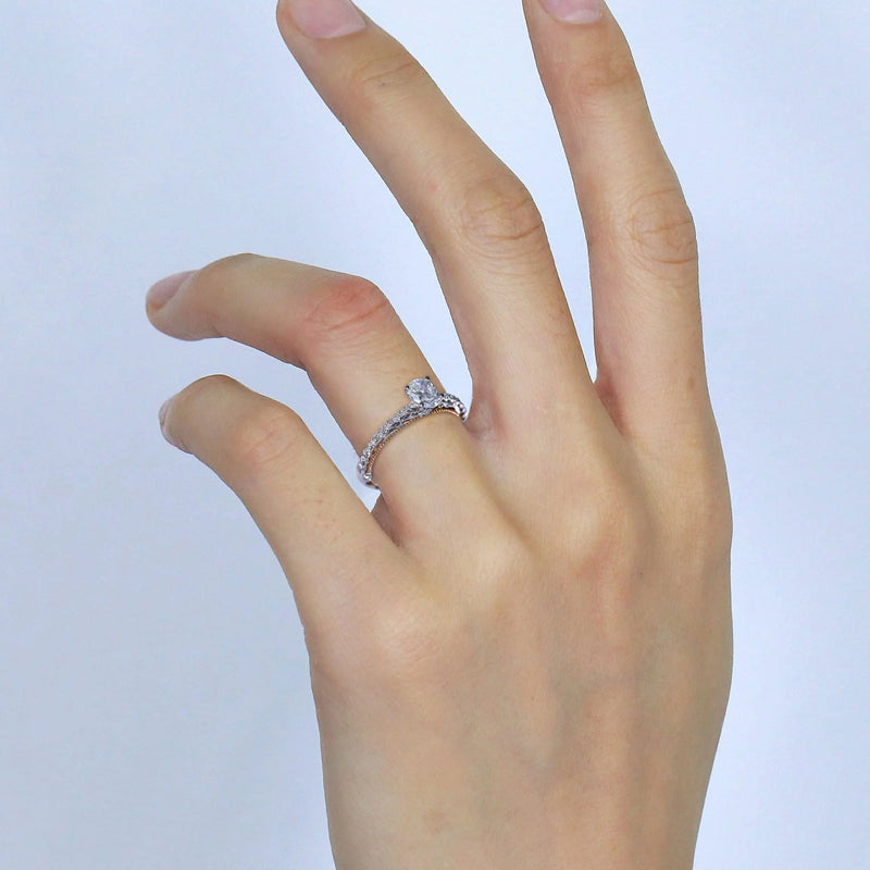 14k White & Rose Gold Moissanite Ring 0.6ct Center Stone Moissanite Engagement Rings & Jewelry | Luxus Moissanite