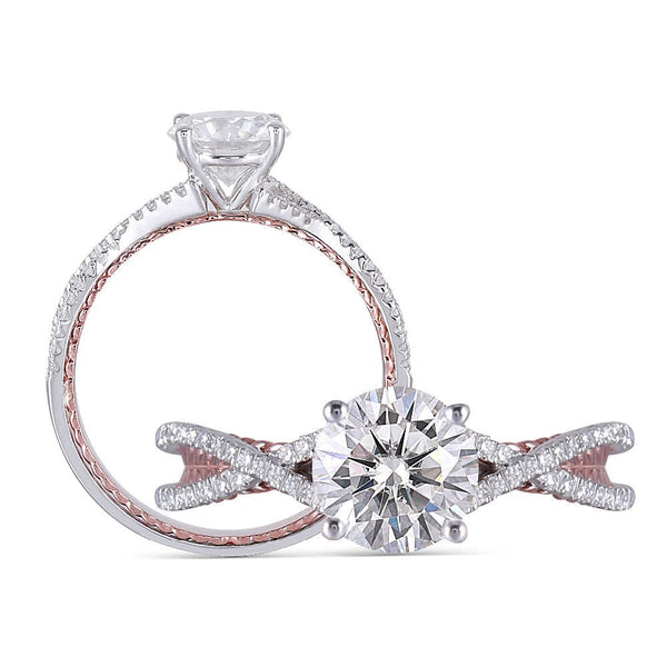 14k White & Rose Gold Moissanite Ring 0.8ct Center Stone Moissanite Engagement Rings & Jewelry | Luxus Moissanite