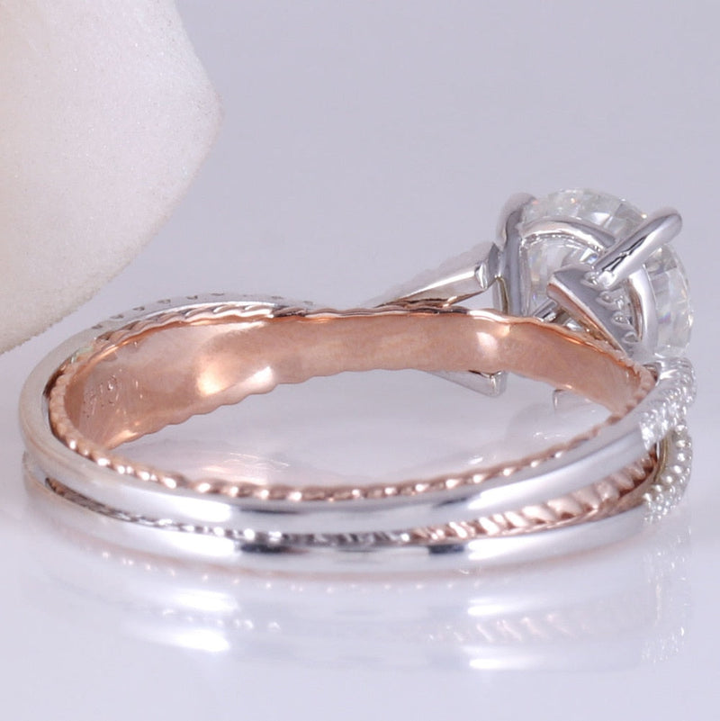 14k White & Rose Gold Moissanite Ring 0.8ct Center Stone Moissanite Engagement Rings & Jewelry | Luxus Moissanite