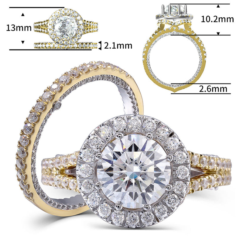 14k White & Yellow Gold Moissanite Wedding Set (Rings Can Be Bought Separately) Moissanite Engagement Rings & Jewelry | Luxus Moissanite