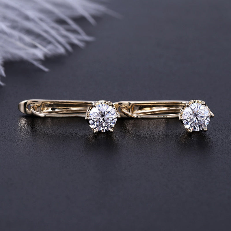 14k Yellow Gold Drop Moissanite Earrings ctw Moissanite Engagement Rings & Jewelry | Luxus Moissanite