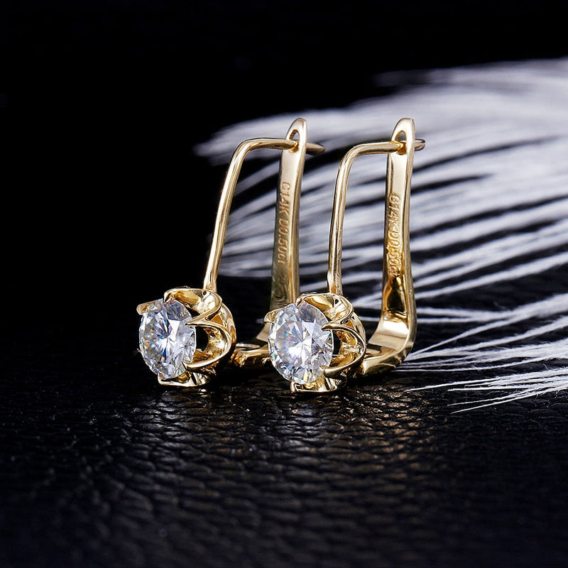 14k Yellow Gold Drop Moissanite Earrings ctw Moissanite Engagement Rings & Jewelry | Luxus Moissanite