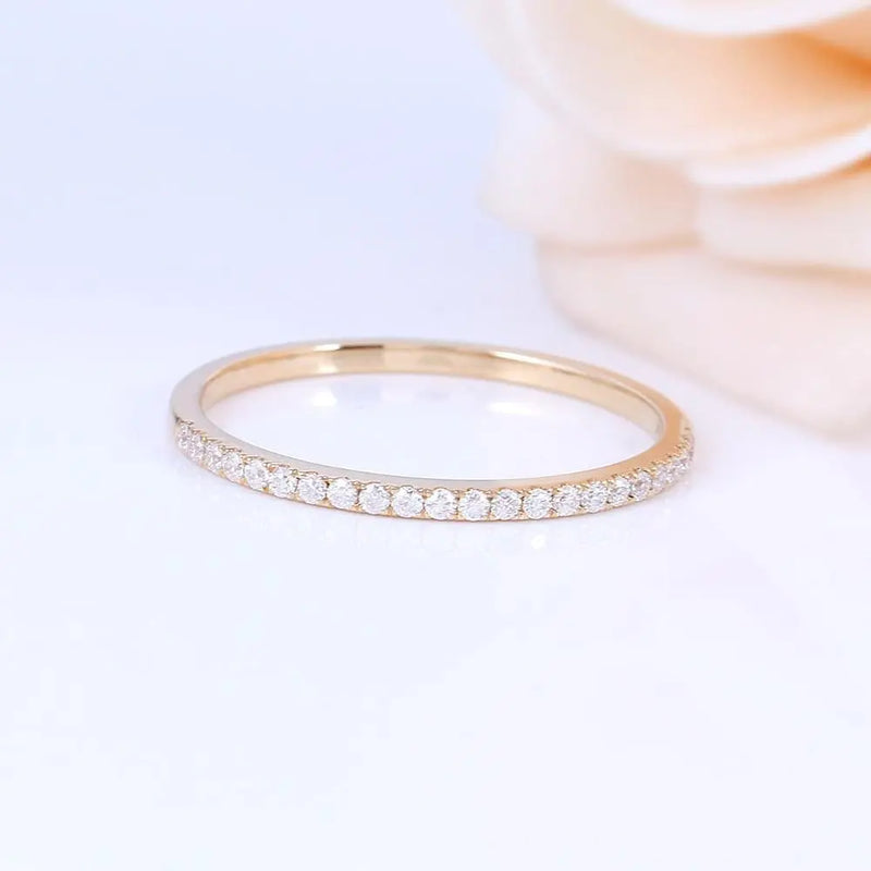 14k Yellow Gold Moissanite Half Eternity Ring 0.25ct Total Moissanite Engagement Rings & Jewelry | Luxus Moissanite