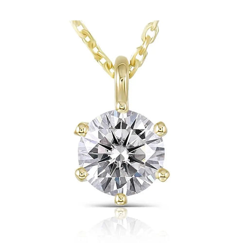 14k Yellow Gold Moissanite Necklace 1ct Moissanite Engagement Rings & Jewelry | Luxus Moissanite - Necklace 14K