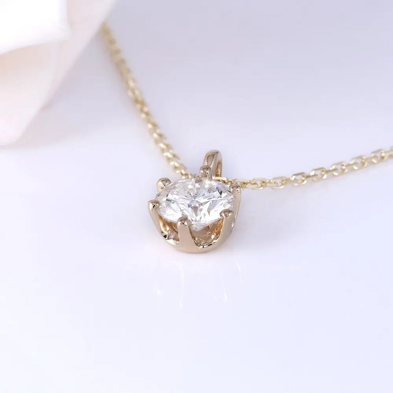14k Yellow Gold Moissanite Necklace 1ct Moissanite Engagement Rings & Jewelry | Luxus Moissanite