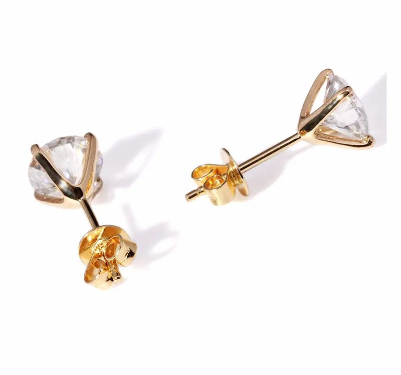 14k Yellow Gold Moissanite Stud Earrings 1ctw - 2.4ctw Options Moissanite Engagement Rings & Jewelry | Luxus Moissanite