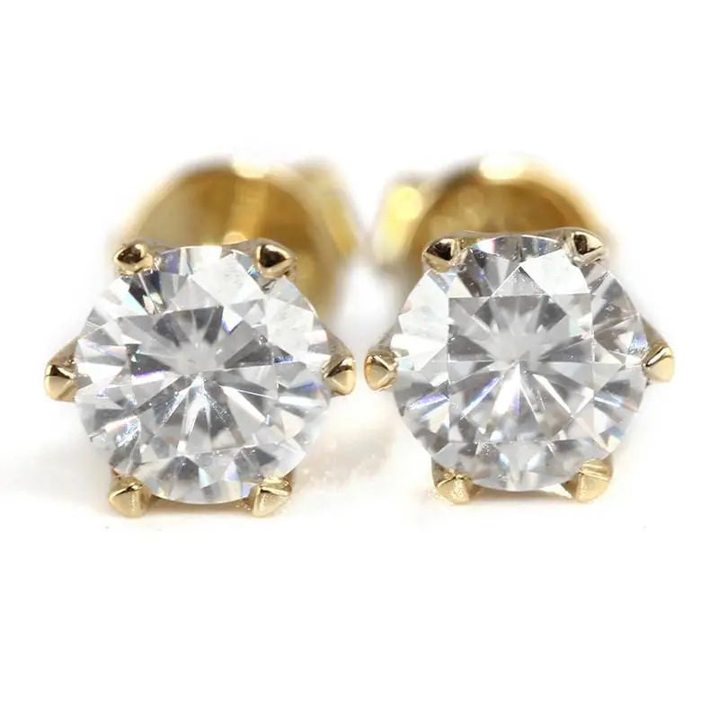 14k Yellow Gold Moissanite Stud Earrings 1ctw Moissanite Engagement Rings & Jewelry | Luxus Moissanite