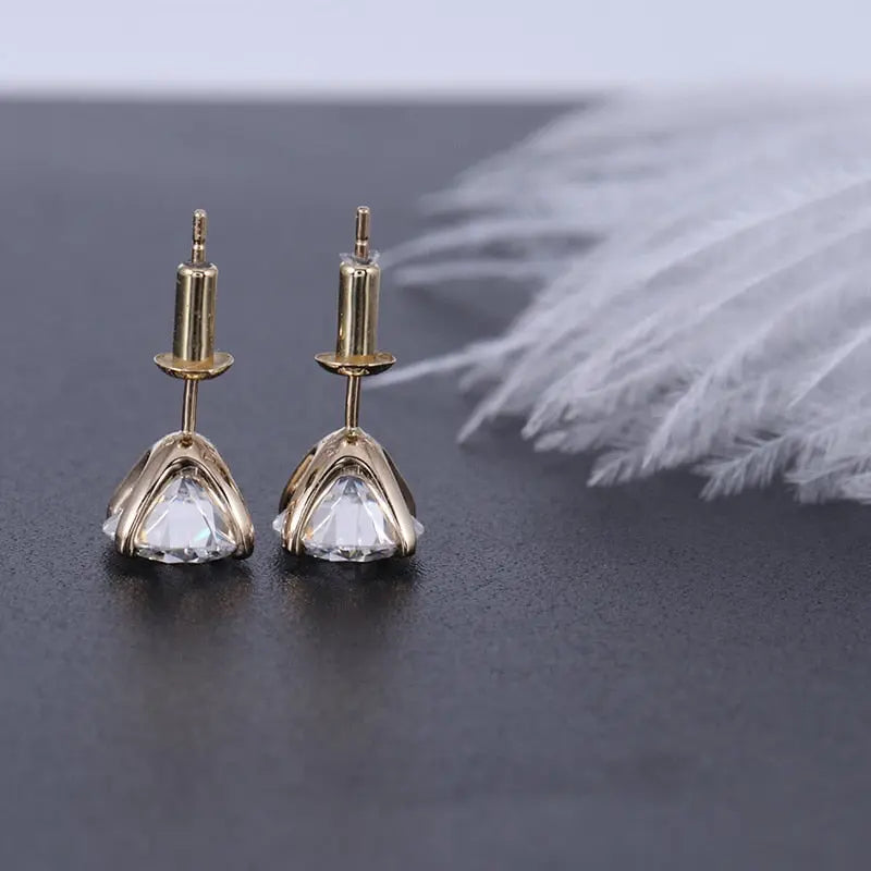 14k Yellow Gold Moissanite Stud Earrings 2ctw Moissanite Engagement Rings & Jewelry | Luxus Moissanite