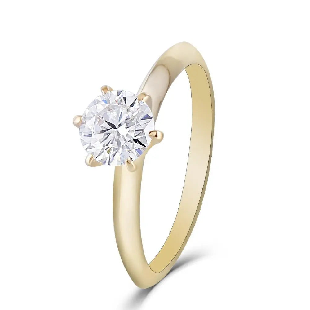 14k Yellow Gold Solitaire Moissanite Ring 1ct Moissanite Engagement Rings & Jewelry | Luxus Moissanite |  Designer Engagement Rings Online