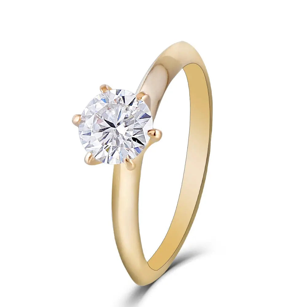 14k Yellow Gold Solitaire Moissanite Ring 1ct Moissanite Engagement Rings & Jewelry | Luxus Moissanite | Solitaire Ring 1 Carat