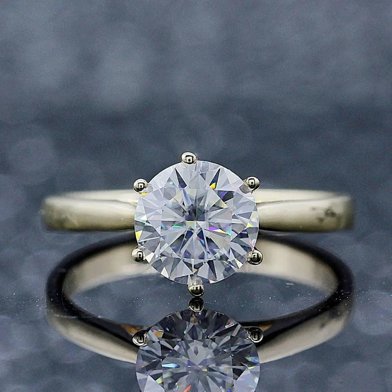 14k Yellow Gold Solitaire Moissanite Ring 2ct Moissanite Engagement Rings & Jewelry | Luxus Moissanite
