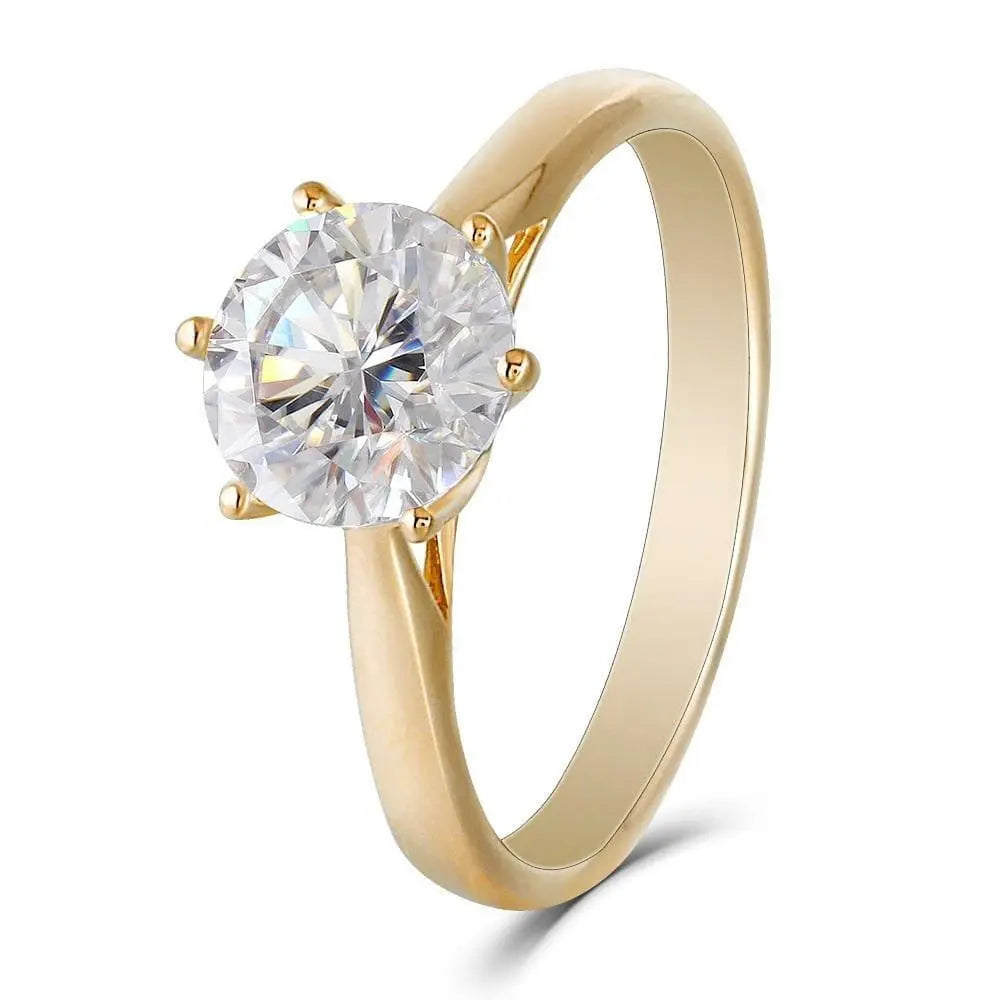 14k Yellow Gold Solitaire Moissanite Ring 2ct Moissanite Engagement Rings & Jewelry | Luxus Moissanite Best Engagement Ring to Buy