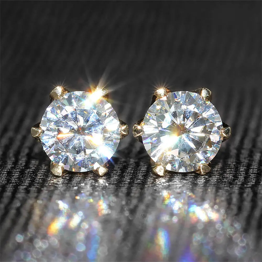 14k Yellow Gold Stud Moissanite Earrings 1ctw Moissanite Engagement Rings & Jewelry | Luxus Moissanite |  Stud Earrings Round 