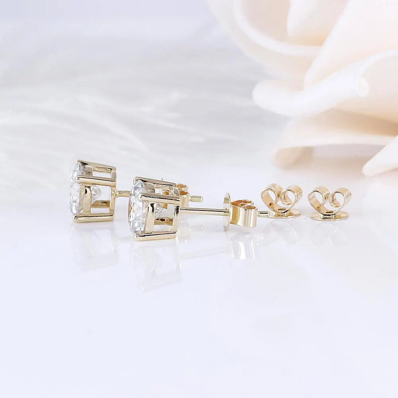 14k Yellow Gold Stud Moissanite Earrings 2ctw Moissanite Engagement Rings & Jewelry | Luxus Moissanite