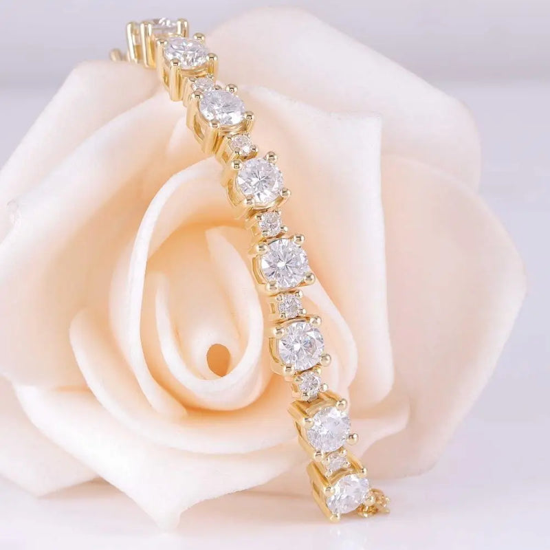 14k Yellow Gold Tennis Moissanite Bracelet 2.8ctw Moissanite Engagement Rings & Jewelry | Luxus Moissanite