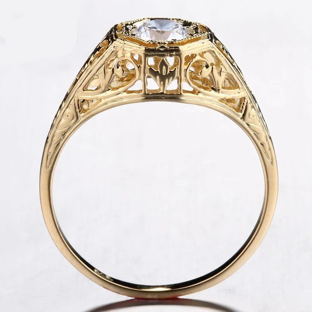 14k Yellow Gold Vintage / Unique Moissanite Ring 0.4ct Moissanite Engagement Rings & Jewelry | Luxus Moissanite | Vintage Bridal Rings Collection
