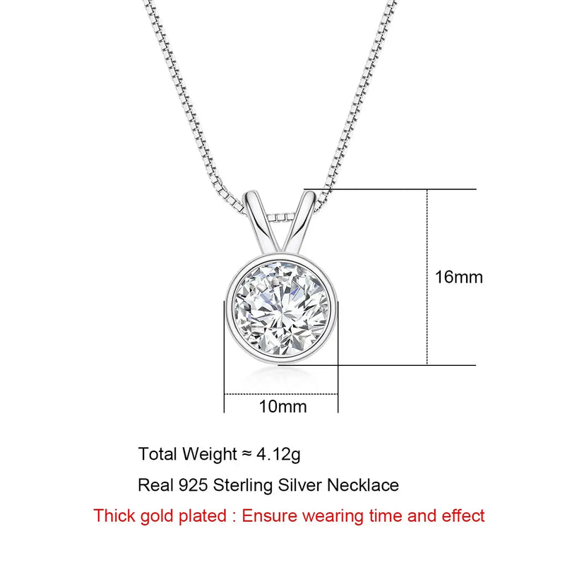 18k GOLD PLATED SILVER BEZEL MOISSANITE PENDANT NECKLACE 1CT OR 2CT SPLIT BAIL LOOP Moissanite Engagement Rings & Jewelry | Luxus Moissanite