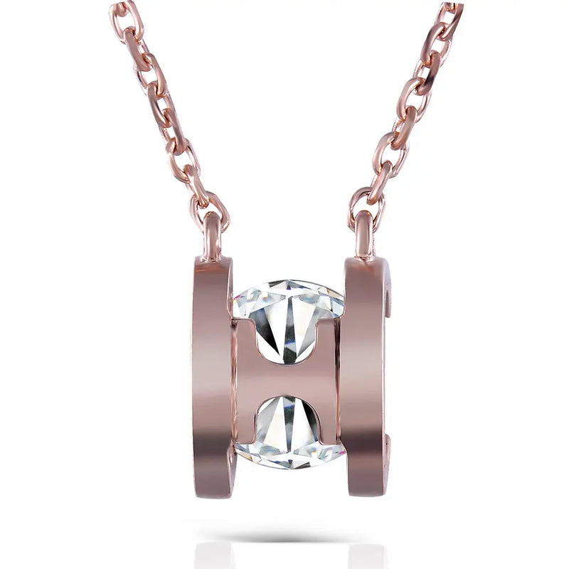 18k Rose Gold Moissanite Necklace 1ct Stone Moissanite Engagement Rings & Jewelry | Luxus Moissanite