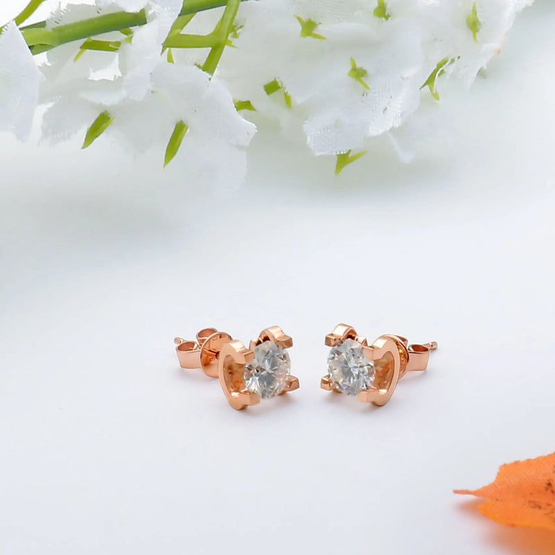 18k Rose Gold Stud Moissanite Earrings 1.6ctw Moissanite Engagement Rings & Jewelry | Luxus Moissanite