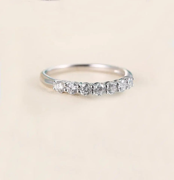 18k White Gold 7 Stone Moissanite Anniversary Ring 0.7ct Moissanite Engagement Rings & Jewelry | Luxus Moissanite