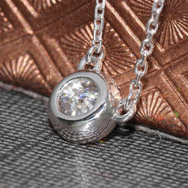 18k White Gold Bezel Set Moissanite Necklace 1ct Moissanite Engagement Rings & Jewelry | moissanite necklace white gold | Luxus Moissanite