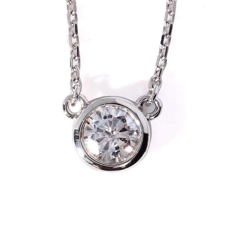 18k White Gold Bezel Set Moissanite Necklace 1ct Moissanite Engagement Rings & Jewelry | moissanite necklace white gold | Luxus Moissanite