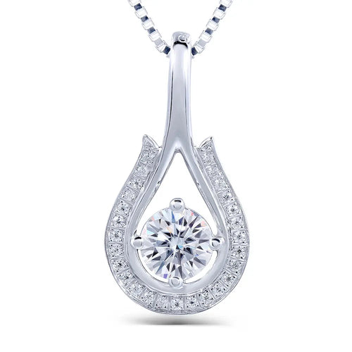 18k White Gold Moissanite Fashion Necklace Women / Pendant 0.5ct Center Stone Moissanite Engagement Rings & Jewelry | Luxus Moissanite