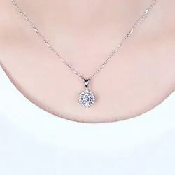 18k White Gold Moissanite Necklace 1ct Center Stone Moissanite Engagement Rings & Jewelry | Luxus Moissanite