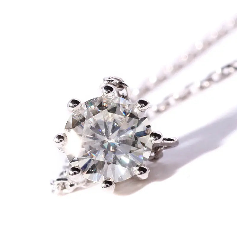 18k White Gold Moissanite Necklace 1ct Moissanite Engagement Rings & Jewelry | Necklace Chain Women |Luxus Moissanite